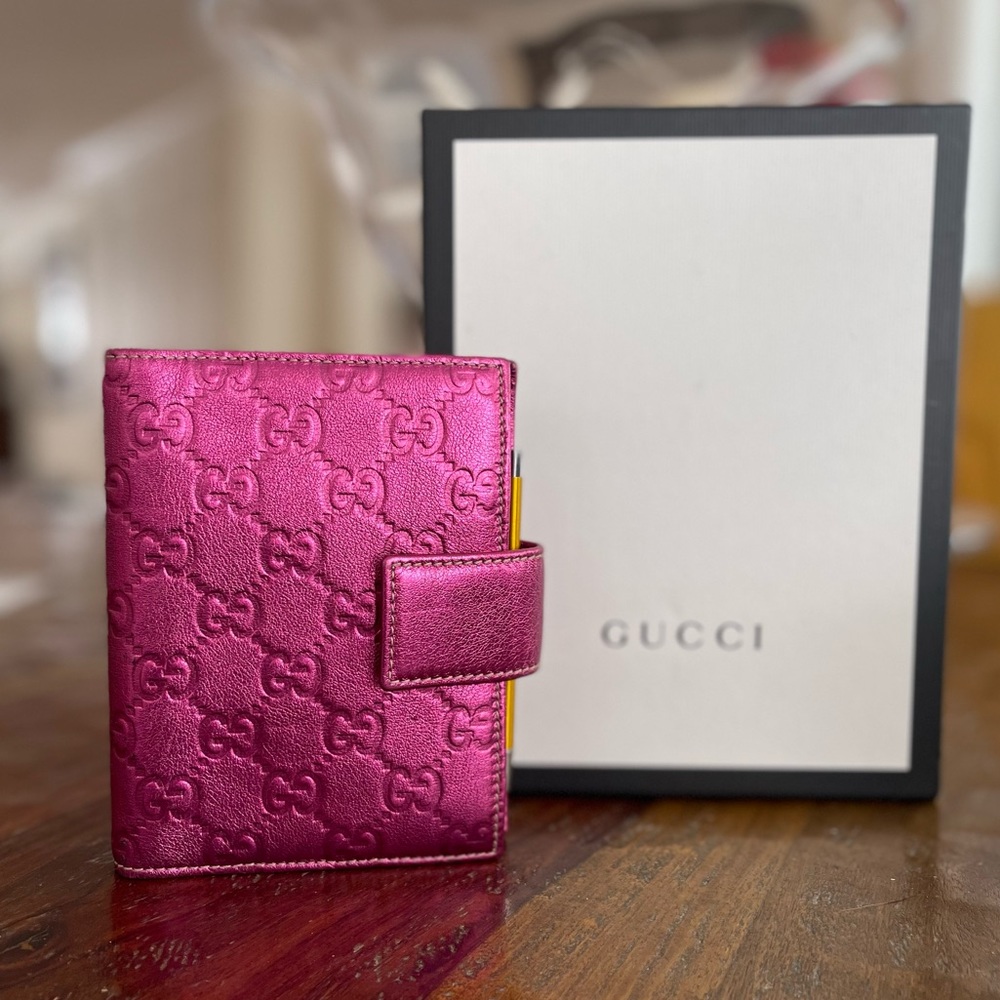 GUCCI Shima GG Leather Agenda Organizer 6 Ring Organizer Notebook